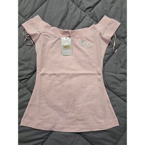 NWT Stitch Shoppe By Loungefly Palm Tree Barbie Logo Dizzy Top SZ M with Pin